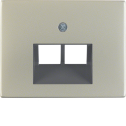 14097004 Centre plate for FCC socket outlet 2gang Berker K.5, stainless steel,  metal matt finish