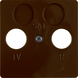 148601 Central plate for aerial socket 2hole Splash-protected flush-mounted IP44, brown glossy