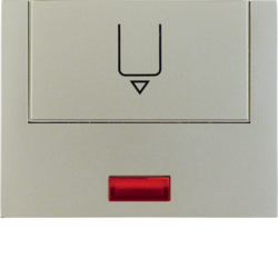 16417104 Centre plate with imprint for push-button for hotel card with red lens,  Berker K.5, stainless steel matt,  lacquered