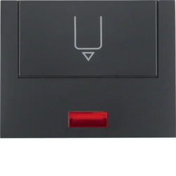 16417106 Centre plate with imprint for push-button for hotel card with red lens,  Berker K.1, anthracite matt,  lacquered